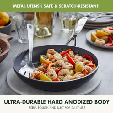 GreenPan Valencia Pro 12" Skillet, PFOA and PFAS-Free, Healthy Ceramic Nonstick: Hard Anodized Pan for Non-Toxic Cooking Induction & Dishwasher Safe Oven-Safe to 600°F Easy Clean, Gray