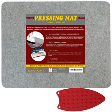 Wool Pressing Mat - 17" x 13.5" Quilting Ironing Pad - 100% New Zealand Felted Wool Iron Board for Q...