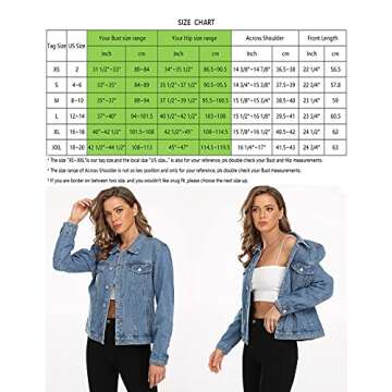Dilgul Women's Denim Jacket Casual Long Sleeve Basic Button Down Denim Jean Jacket Medium Blue S