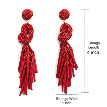 Handmade Beaded Neon Statement Earrings for Women