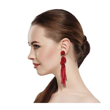 Handmade Beaded Neon Statement Earrings for Women