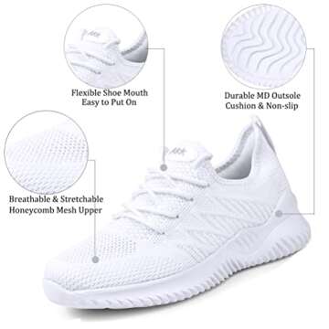 Akk White Sneakers for Women Walking Shoes Womens Comfy Tennis Memory Foam Gym Workout Athletic Nurs...