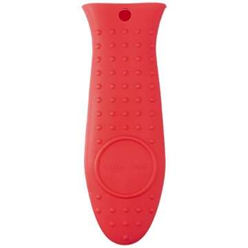 Amazon Basics Silicone Pot Holder Hot Skillet Rectangular Handle Cover for kitchen, Red, 5.6"L x 1.9"W