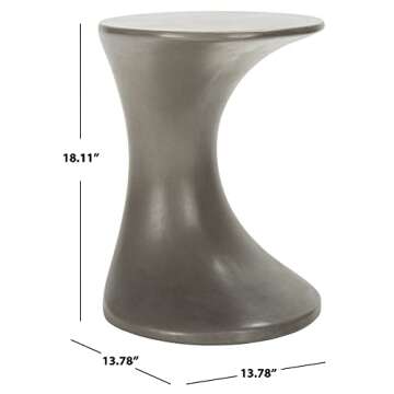 SAFAVIEH Outdoor Collection Kavita Modern Dark Grey Concrete Accent Table (Fully Assembled)