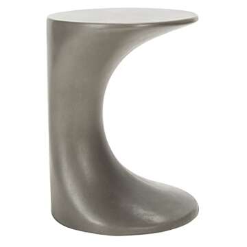 SAFAVIEH Outdoor Collection Kavita Modern Dark Grey Concrete Accent Table (Fully Assembled)