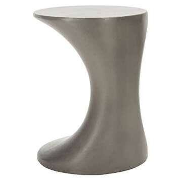 SAFAVIEH Outdoor Collection Kavita Modern Dark Grey Concrete Accent Table (Fully Assembled)