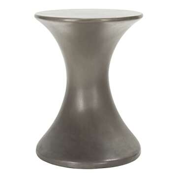 SAFAVIEH Outdoor Collection Kavita Modern Dark Grey Concrete Accent Table (Fully Assembled)