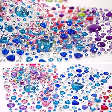 2800PCS 25 Sheets Self-Adhesive Jewel Stickers Rhinestones Jewels Rhinestone Stickers DIY Gem Rhinestone Multi Color Gemstone Embellishments Assorted for Makeup, Festival, Crafts & Embellishments