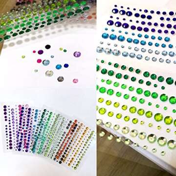 2800PCS 25 Sheets Self-Adhesive Jewel Stickers Rhinestones Jewels Rhinestone Stickers DIY Gem Rhinestone Multi Color Gemstone Embellishments Assorted for Makeup, Festival, Crafts & Embellishments