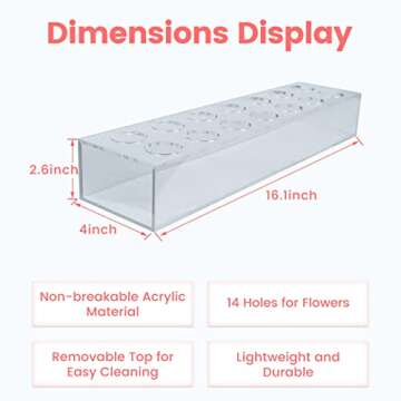 LOYWREE Rectangular Floral Centerpiece for Dining Table - 16.1 Inches Long Rectangle Acrylic Vase Cl...