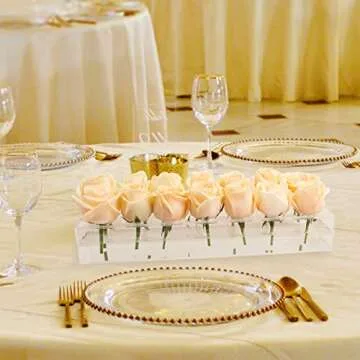 LOYWREE Rectangular Acrylic Flower Vase for Home Decor