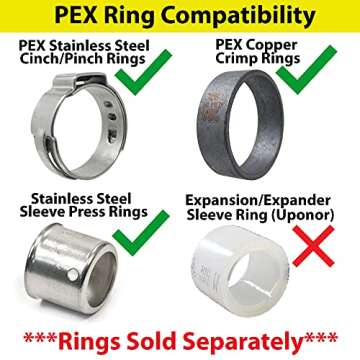 (30) 1/2" Black Poly Alloy PEX Fittings 10 pcs Each: Elbow, Coupler, Tee for Crimp/Cinch/Pinch - PEX GUY