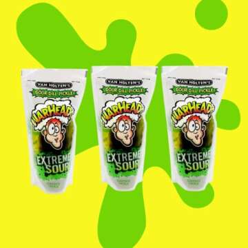 Van Holten's Warheads Extreme Sour Jumbo Pickle, 3 Pack with June Street Market Sticker (style may vary)