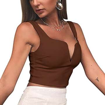 Stylish Susupeng Deep V Neck Sleeveless Crop Top