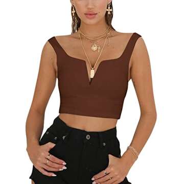 Stylish Susupeng Deep V Neck Sleeveless Crop Top