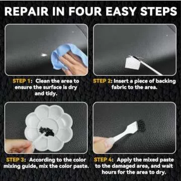 Black Leather Repair Kit for Furniture, Leather Seat Repair Kit for Cars, Easily Restore Car Interior, Sofa, Purse and Jacket, Restore Any Material with Super Easy Instructions