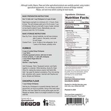 Zaiqa Chickpeas for Hummus & Homemade Chickpea Flour - 2 LBS, Dried Garbanzo Beans for Delicious Mediterranean Salad & Crispy Roasted Chickpeas | Comes Raw, Clean & Cooks Evenly | Grown in USA