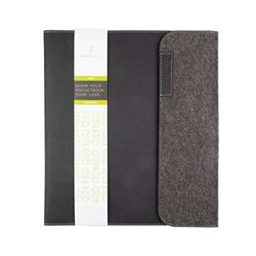 Rocketbook Smart Notebook Folio Cover - 100% Recyclable, Biodegradable Cover with Pen Holder, Magnetic Clasp & Inner Storage - Dark Matter Black, Letter Size (8.5" x 11")