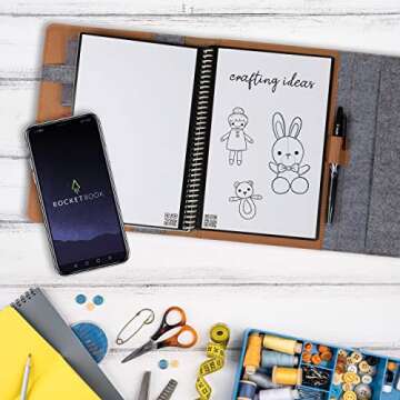 Rocketbook Smart Notebook Folio Cover - 100% Recyclable, Biodegradable Cover with Pen Holder, Magnetic Clasp & Inner Storage - Dark Matter Black, Letter Size (8.5" x 11")