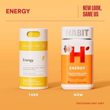Habit Energy Supplement 2 Pack (120 Capsules) - New Look, Supports Energy, Mental Alertness and Focu...