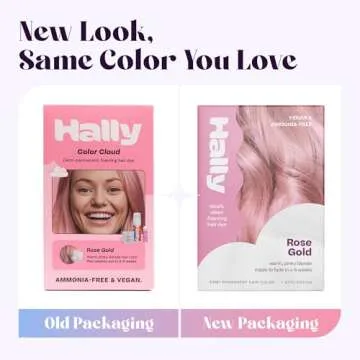 Hally Hair Color Cloud Hair Dye (Rose Gold) - Demi-Permanent Foam Hair Color for Women & Men - Mess-Free & Long-Lasting Hair Dye Kit, Hair Coloring Products Wash Out in 4-6 Weeks, Vegan