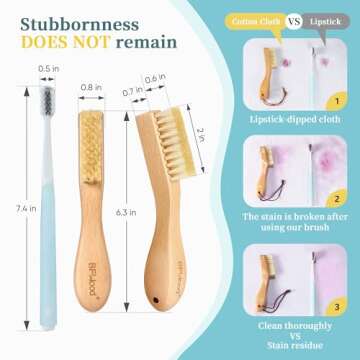 BFWood Laundry Stain Brush, Natural Soft Boar Bristle for Scrubbing Out Tough Stains on Delicate Fab...