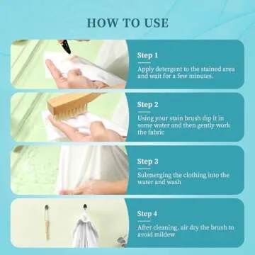 BFWood Laundry Stain Brush, Natural Soft Boar Bristle for Scrubbing Out Tough Stains on Delicate Fabrics, Knits, Cotton, Linens, No Damage (2PCS)