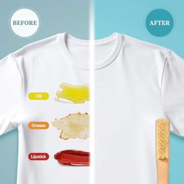 BFWood Laundry Stain Brush, Natural Soft Boar Bristle for Scrubbing Out Tough Stains on Delicate Fabrics, Knits, Cotton, Linens, No Damage (2PCS)