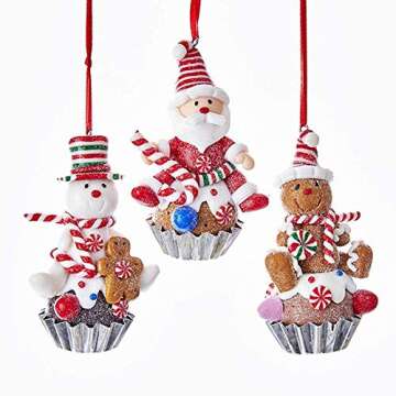 Kurt Adler Gingerbread Cupcake Ornaments - Festive Holiday Decor