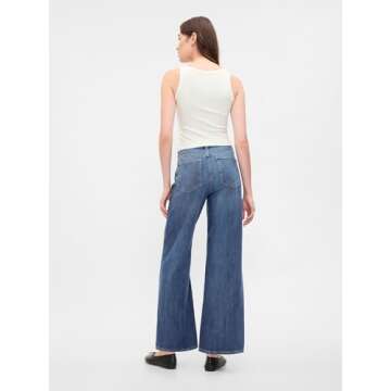 GAP Women's High Rise Wide Leg Jeans - Medium Wash, 34 REG