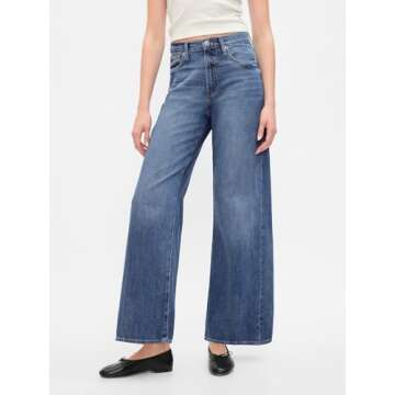 GAP Women's High Rise Wide Leg Jeans - Medium Wash Style