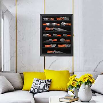 Jinchuan Knife Display Case Pocket Knife Display Stand Military Folding Knife Shadow Box Wall Cabinet with Uv Protection Acrylic Lockable, Black