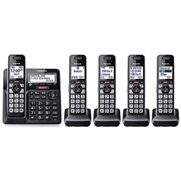 Panasonic Cordless Phone with Call Block and Link2Cell Functionality - 5 Handset System