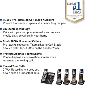 Panasonic Advanced Call Blocking 5 Handset Cordless Phone