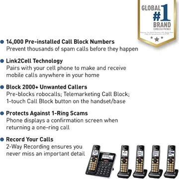 Panasonic Advanced Call Blocking 5 Handset Cordless Phone