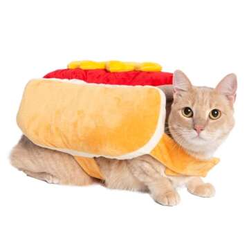 Pet Krewe Hot Dog Costume for Cats and Dogs | Medium Pet Wiener Costume for Dogs 1st Birthday, National Cat Day & Celebrations | Halloween Outfit for Small and Large Cats & Dogs