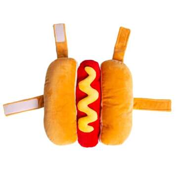 Pet Krewe Hot Dog Costume for Cats and Dogs | Medium Pet Wiener Costume for Dogs 1st Birthday, National Cat Day & Celebrations | Halloween Outfit for Small and Large Cats & Dogs