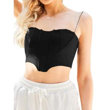 Avanova Women's Asymmetrical Hem Crop Top Seam Front Spaghetti Strap Camisole Black 15 X-Large