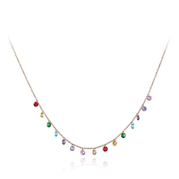 Lokaerlry Colorful CZ Crystal Rainbow Choker Necklace