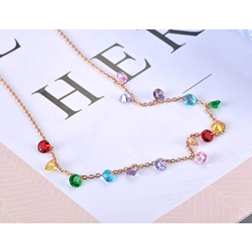 Lokaerlry Colorful CZ Crystal Rainbow Choker Necklace