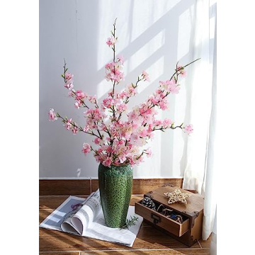 YIBELAAT Artificial Flowers Cherry Blossom Branches Fake Flowers, Cherry Blossom Decor Pink Cherry B...