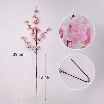 YIBELAAT Artificial Flowers Cherry Blossom Branches Fake Flowers, Cherry Blossom Decor Pink Cherry Blossom Flowers Artificial Tree 40 inches 4PCS for Home Dining Decor Floor vase