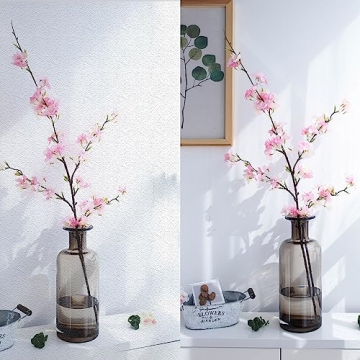 YIBELAAT Artificial Flowers Cherry Blossom Branches Fake Flowers, Cherry Blossom Decor Pink Cherry Blossom Flowers Artificial Tree 40 inches 4PCS for Home Dining Decor Floor vase