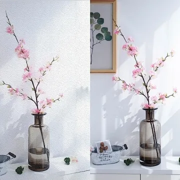 YIBELAAT Artificial Flowers Cherry Blossom Branches Fake Flowers, Cherry Blossom Decor Pink Cherry Blossom Flowers Artificial Tree 40 inches 4PCS for Home Dining Decor Floor vase