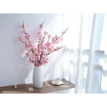 YIBELAAT Artificial Flowers Cherry Blossom Branches Fake Flowers, Cherry Blossom Decor Pink Cherry Blossom Flowers Artificial Tree 40 inches 4PCS for Home Dining Decor Floor vase