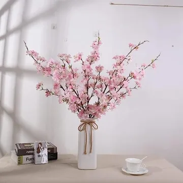 YIBELAAT Artificial Flowers Cherry Blossom Branches Fake Flowers, Cherry Blossom Decor Pink Cherry Blossom Flowers Artificial Tree 40 inches 4PCS for Home Dining Decor Floor vase