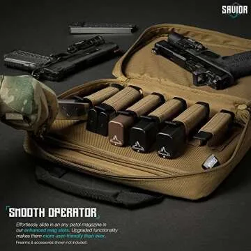 Savior Equipment Specialist Series Tactical Double Scoped Handgun Firearm Case Pistol Bag for Outdoor Hunting Shooting Range, Lockable Compartment, Additional Magazine Storage Slots