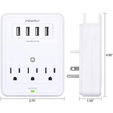 POWRUI Multi Wall Outlet Adapter Surge Protector with USB Ports