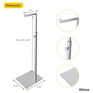 Elitnus Set of 2 Chrome Purse Display Stand - Adjustable Height Countertop Silver Handbag Display St...