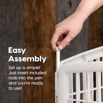 IRIS USA Dog Playpen, 8-Panel 34" Pet Playpen with Door, Puppy Playpen, Indoor/Outdoor Dog Pen, 63 x 63 x 34, Foldable, Customizable, White